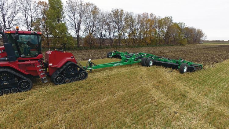 K-Line Ag Speedtiller incorporating stubble into a damp field